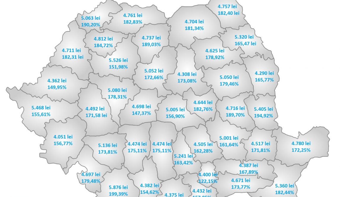 Aceasta este harta salariilor din administraţie din România. Pe judeţe!